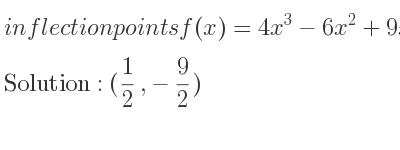 The inflection points of f(x)=4x^3-6x^2+9x-8 are (1/2 ,-9/2)